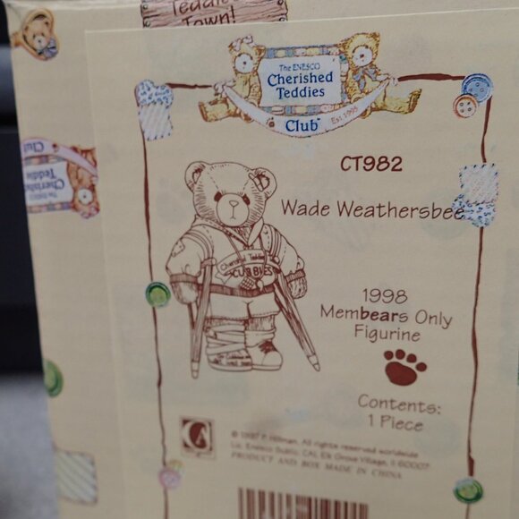 Cherished Teddies Wade Weathersbee 1009 Mebears Only Figurine - Picture 6 of 7
